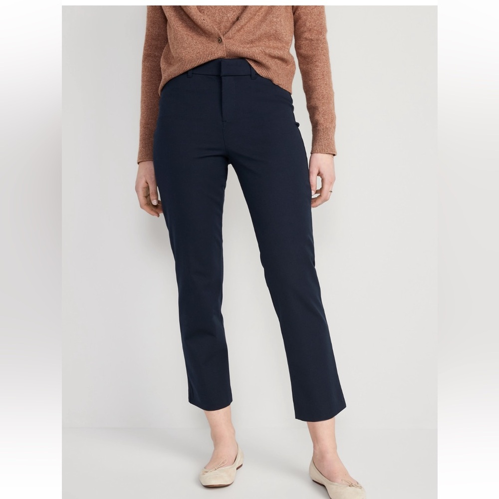 NWT Old Navy High-Waisted Pixie Straight Pants, Size 12 Tall, In the Navy